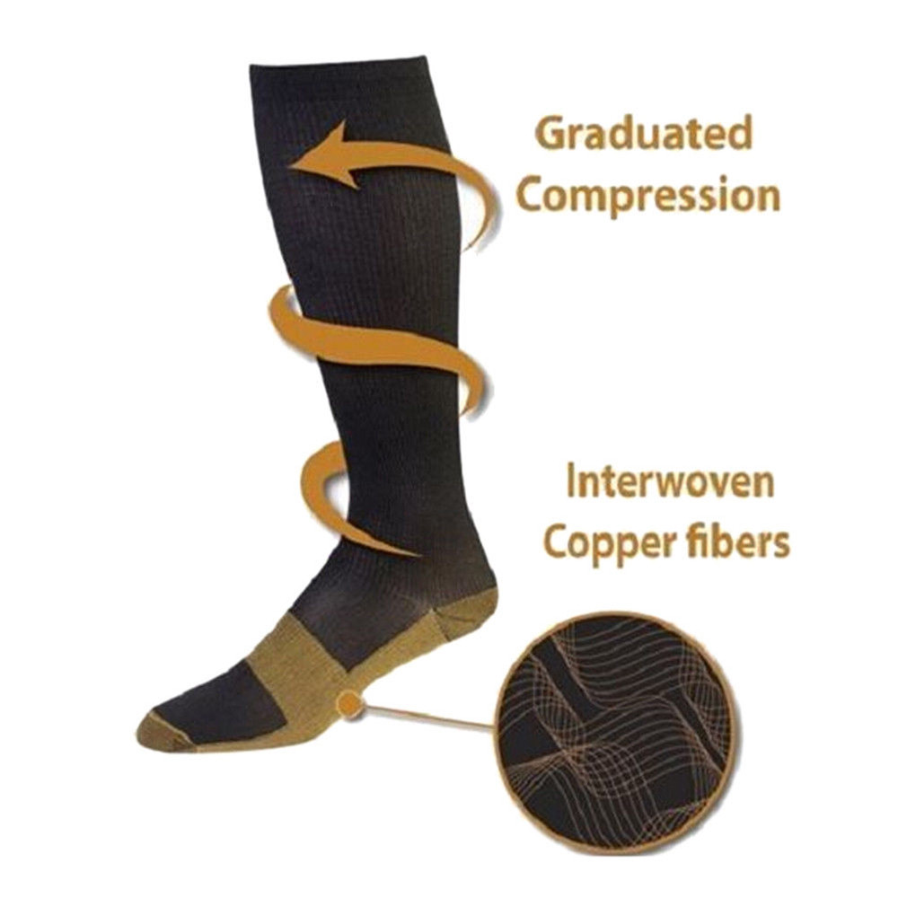 Compression Socks Copper Medical Stockings Travel Running Anti Fatigue 20-30mmHg