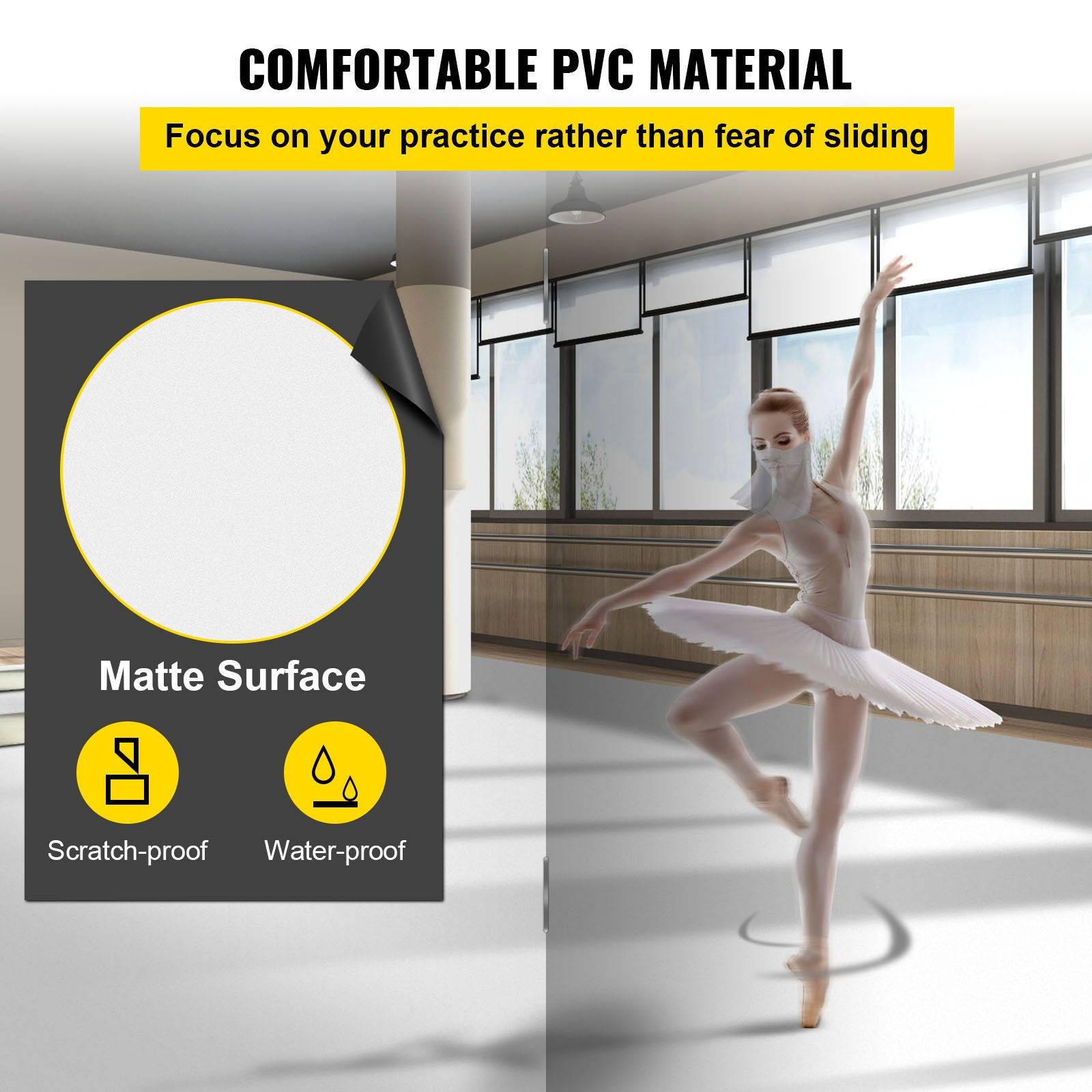 Dance Floor, 6.6x23ft Dance Floor Roll, 0.06in Thick PVC Vinyl Dance Floor