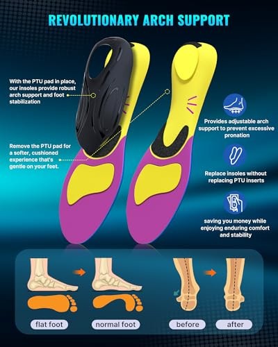 FIT GENO HIGH ARCH SUPPORT PLANTAR FASCIITIS INSOLES: HEAVY DUTY SHOE – 9 WOMENS