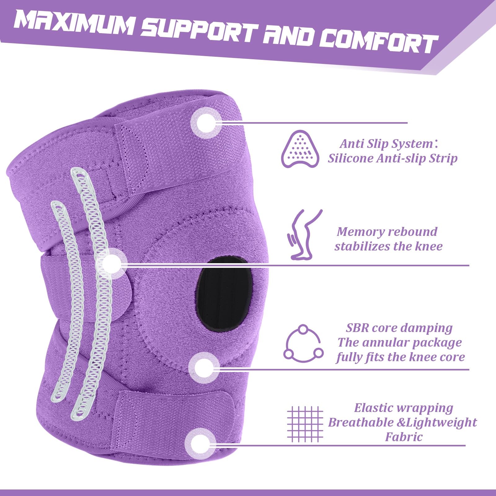 1 Pcs Kids Knee Brace with Side Stabilizers Patella Gel Pads Adjustable Strap…