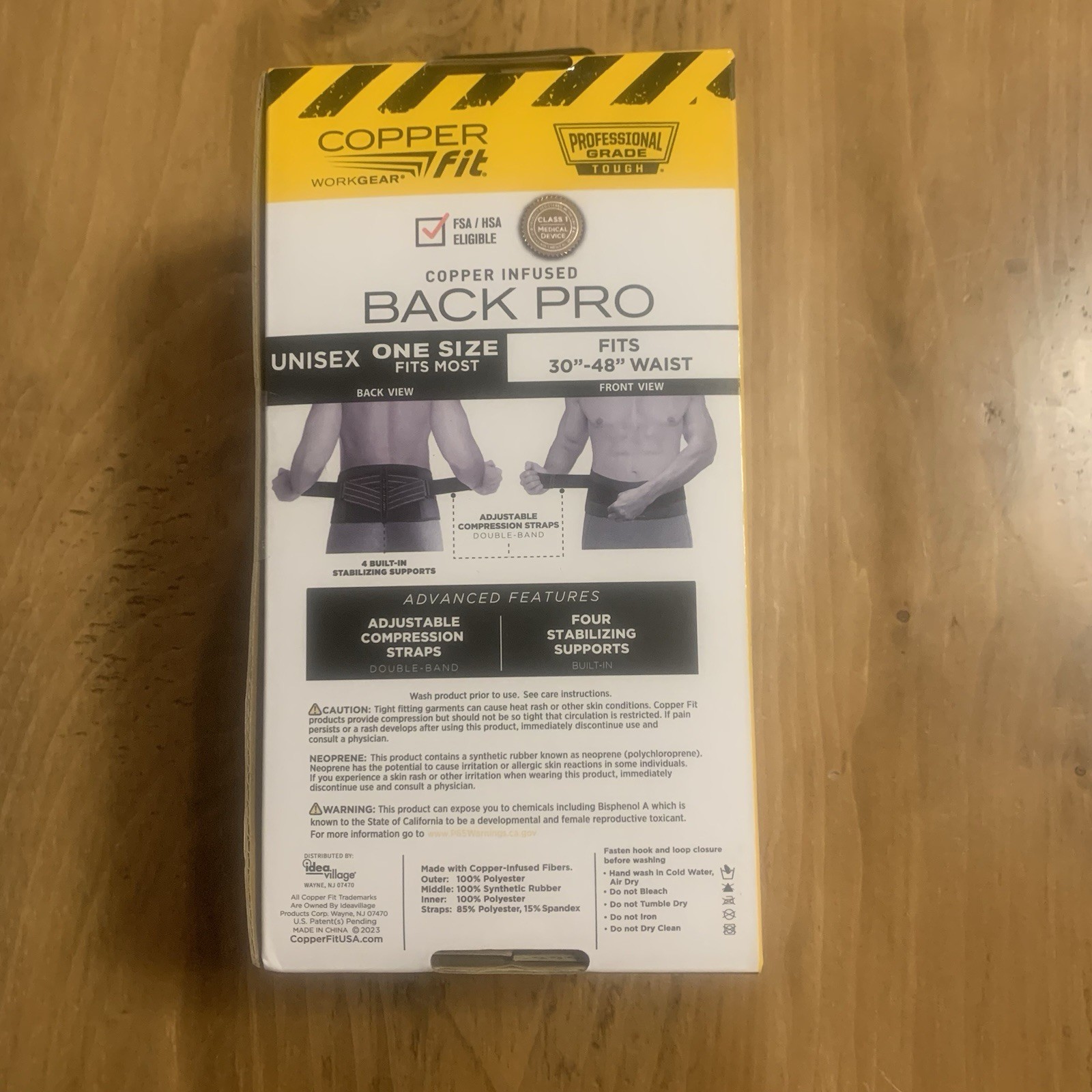 Copper Fit WORK GEAR-Back Pro Support Belt W/Straps- One Size Fits Most 30”-48”