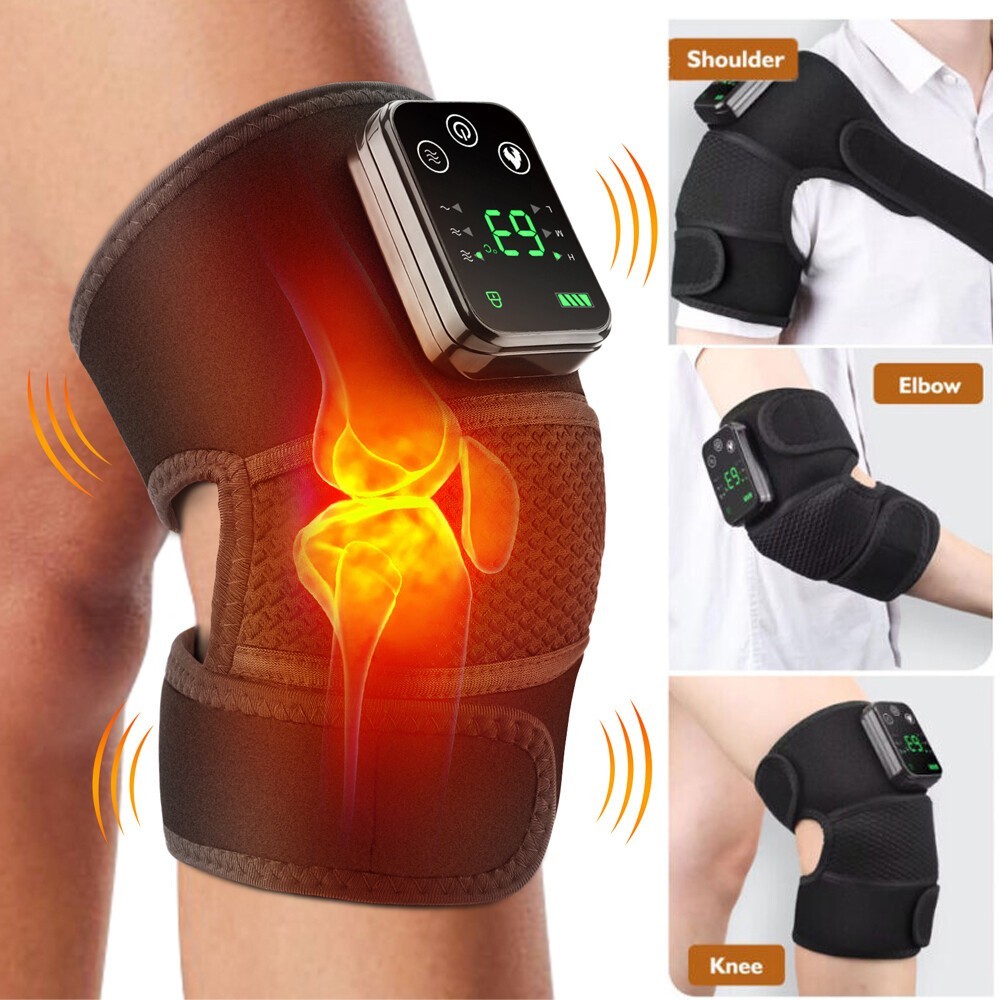 3 Level Electric Heated Vibration Knee Joint Brace Shoulder Massager Pain Relief