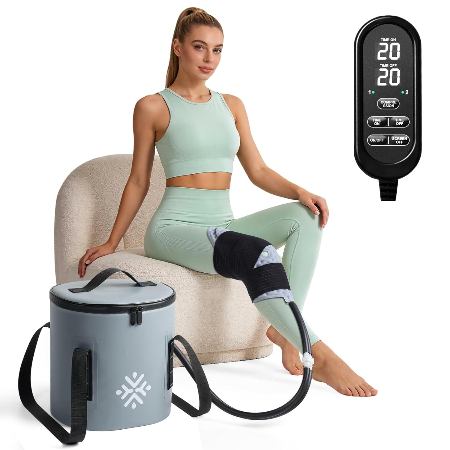 Ice Machine for Knee after Surgery W/Compression, Cold Therapy Machine for Hip R