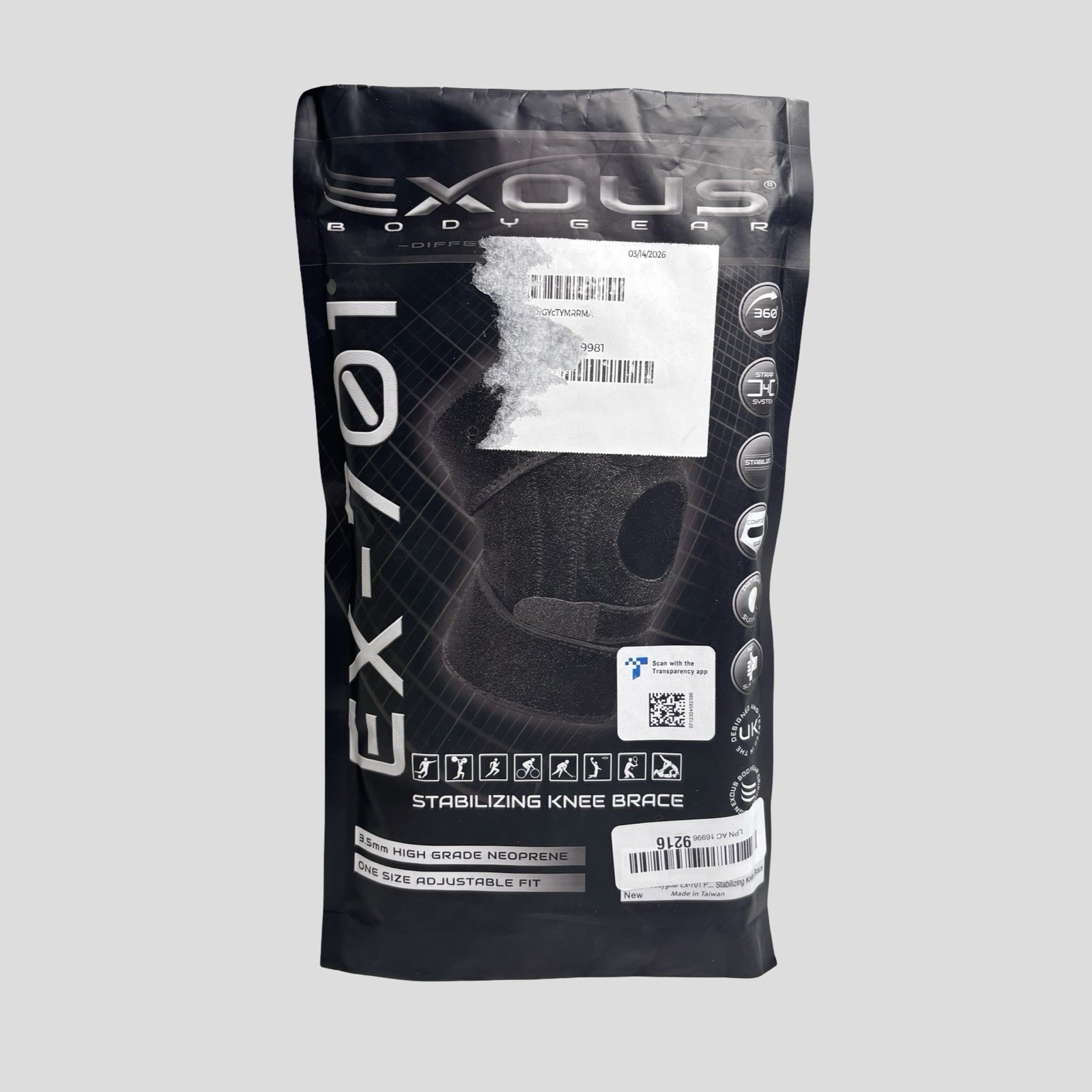 EXOUS BODYGEAR Stabilizing Knee Brace EX-701 One Size Adjustable Fit New