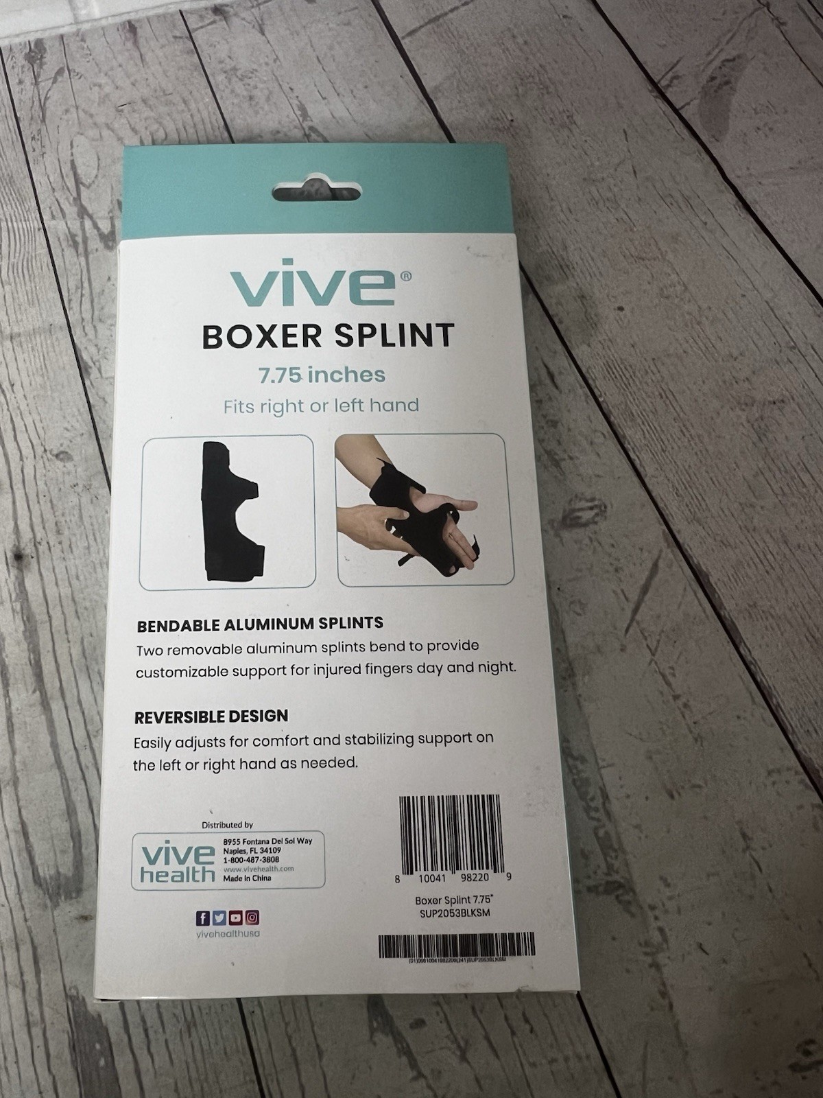 Vive Boxer Finger Splint 7.75” Left or Right Hand, Men or Women