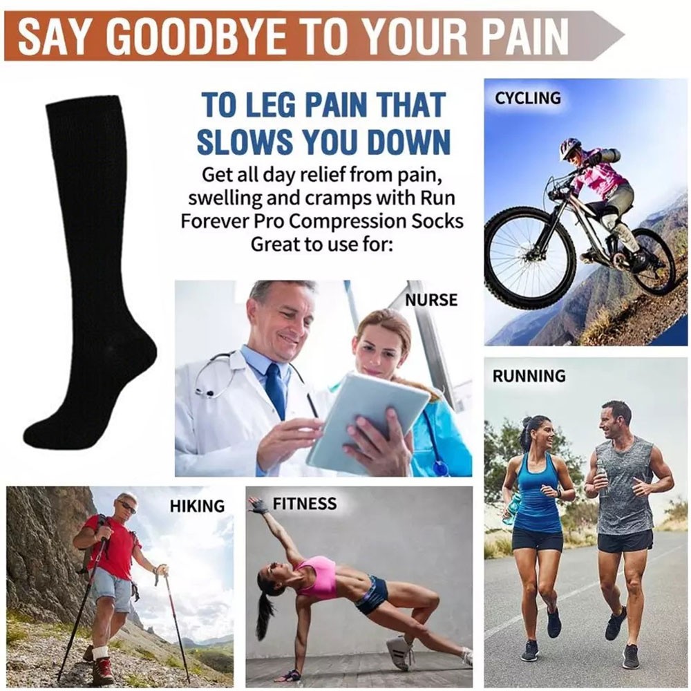 (3 Pairs) Copper Compression Socks 20-30mmHg Graduated Support Mens Womens S-XL