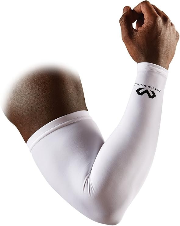 McDavid Compression Arm Sleeve, 50+ UV Skin Protection, White, (Size: XS)