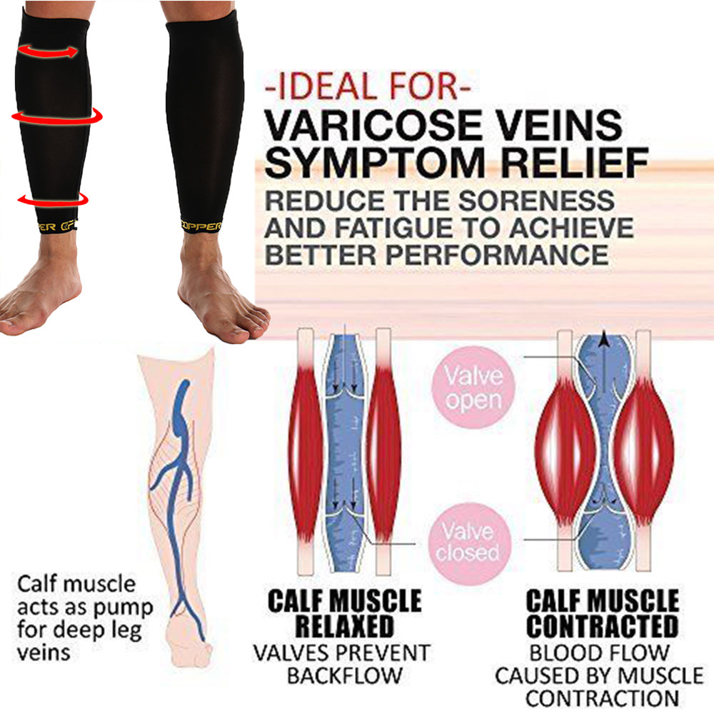Copper Infused Calf Brace Medical Sports Support Compression Sleeves Leg Running