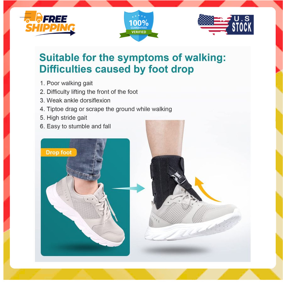 Foot Drop Brace AFO Ankle Support Foot Up Splint Walking Lifting Shoe Drop Foot