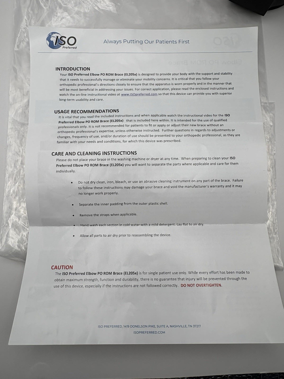 ISO Preferred – Post Op ROM Elbow For Left Arm, Universal Size – (ISO-EL205L)