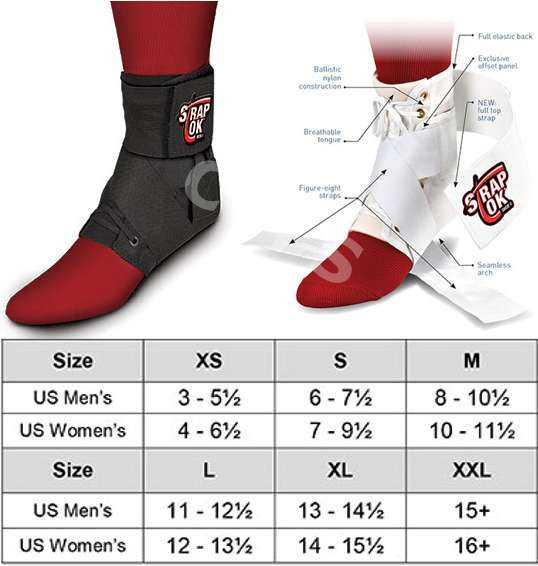 SWEDE-O STRAP LOK Ankle Support Brace Black Figure 8 Eight USA ALL SIZES Lock !!