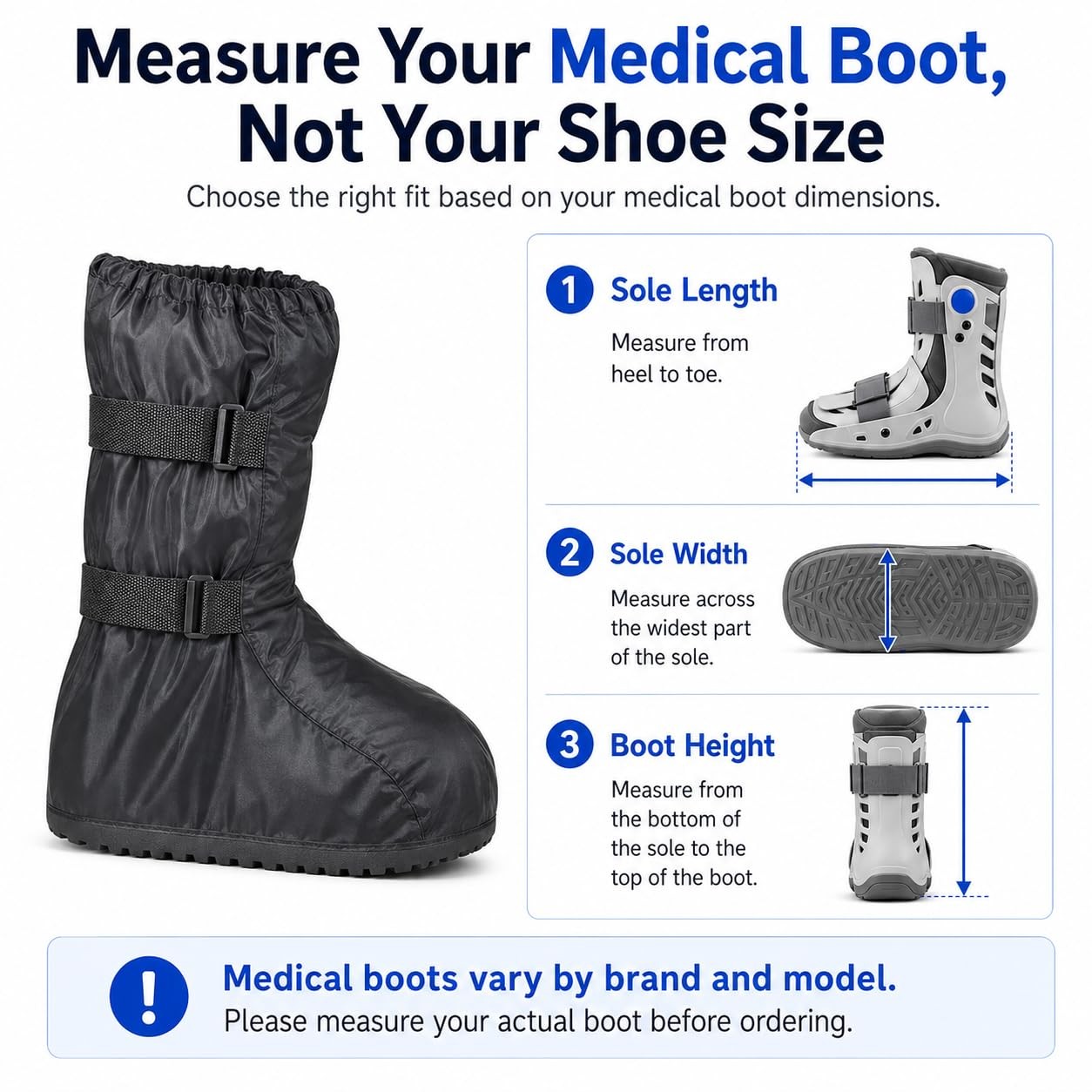 Short Waterproof Walking Boot Cover for Medical and Orthopedic Boots