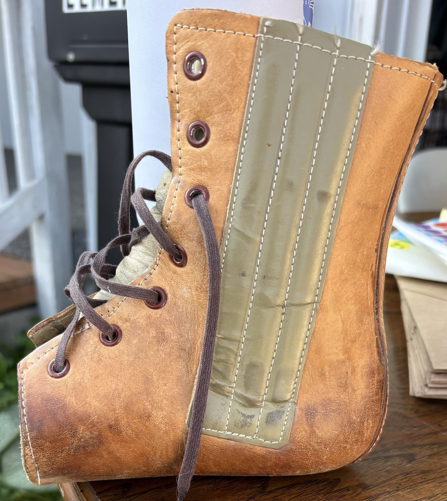 Antique Leather Lace Up Ankle Ortho Brace