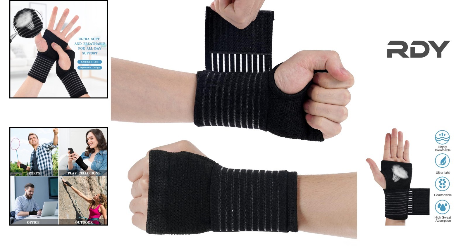 2 Pack Adjustable Wrist Brace – Pain Relief & Compression for Sports Use