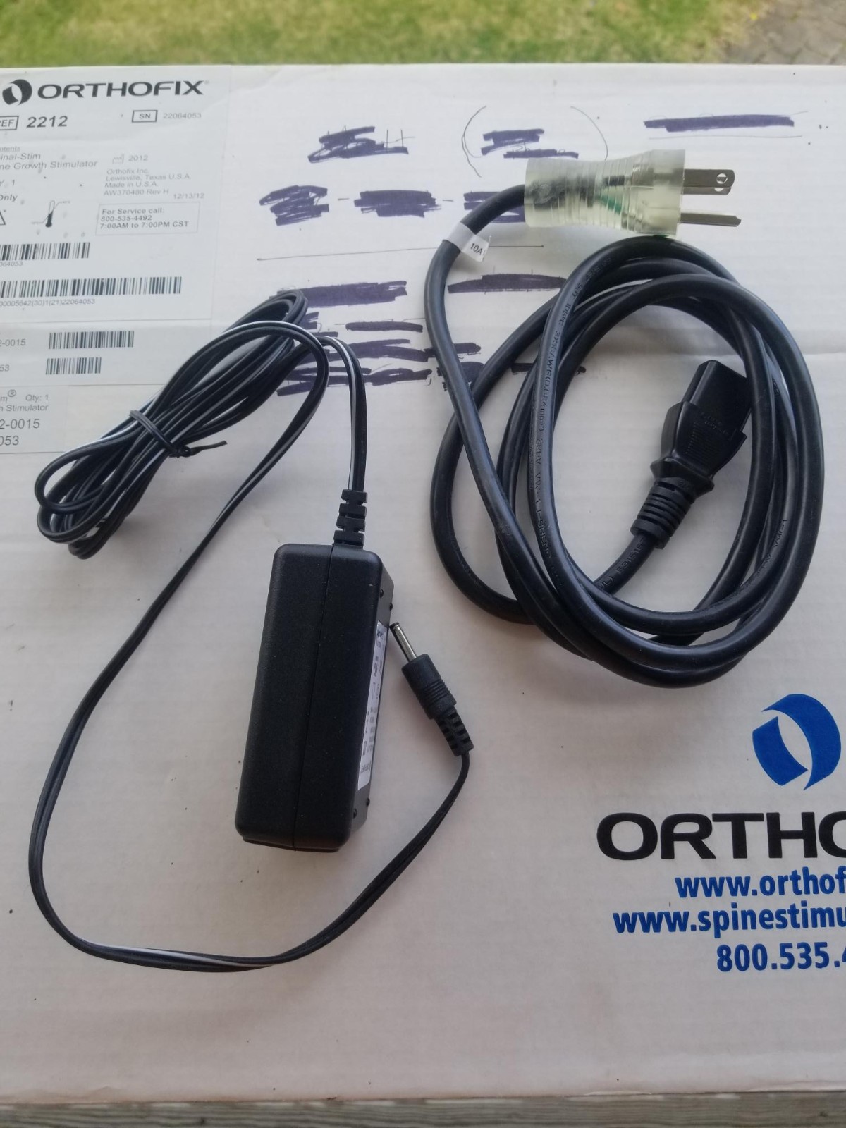 Ortho Fix Spinal-Stim Power Supply, Cord, & Instruction Manual For Model 2212