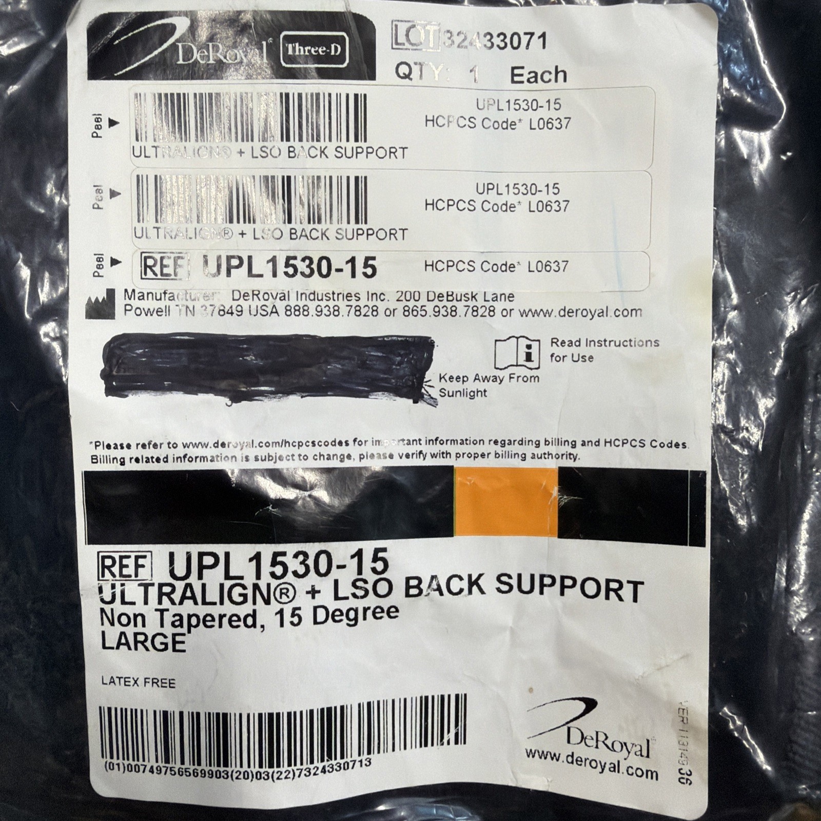 DEROYAL ULTRAlign + Lumbar Support Size XLarge