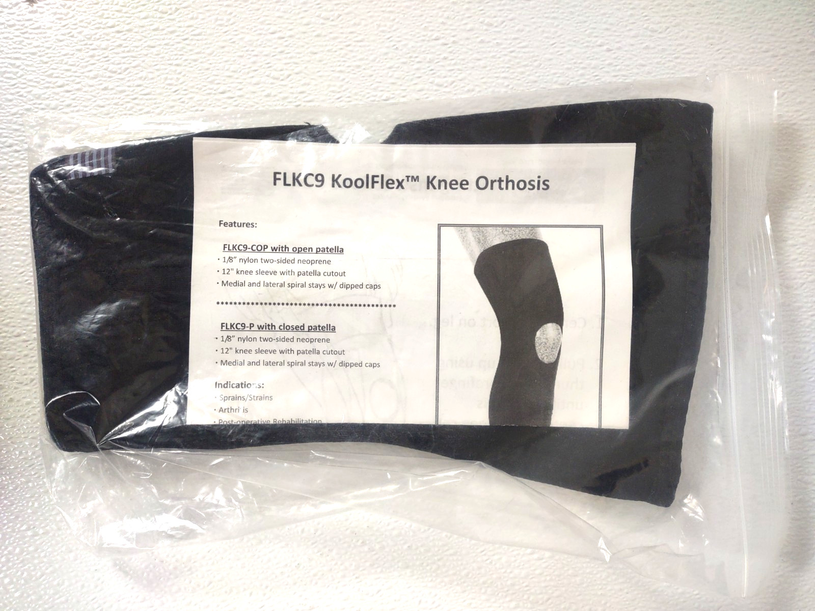 New Front Line FLKC9-C0P Koolflex Slip on Knee Orthosis Brace Large