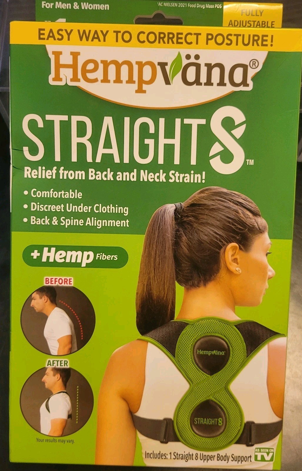 Hempvana Straight8 Fully Adjustable Posture Corrector (Damaged Box, Sealed)