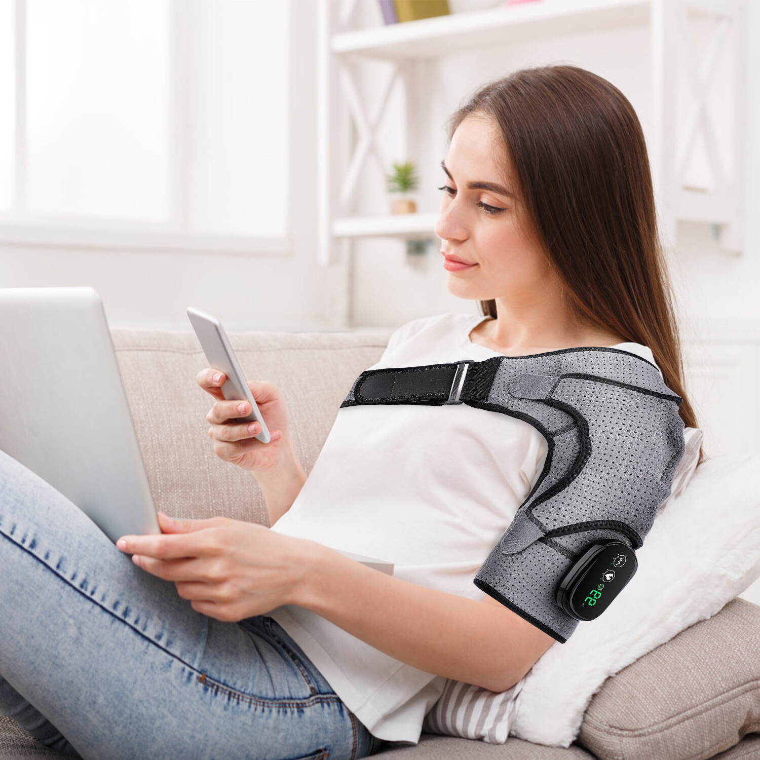 Shoulder Heating Pad Cordless Heated Shoulder Wrap Massager Shoulder Pain Relife