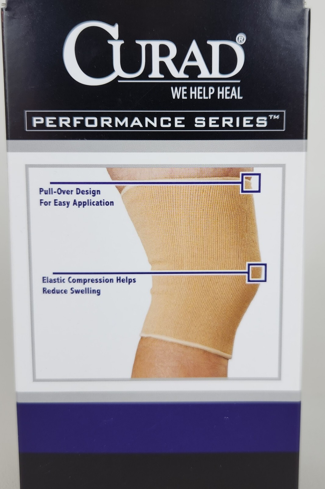 TWO Curad Elastic Pull-Over Knee Supports Size- Med fits 16-18″ (ABOVE Knee Cap)
