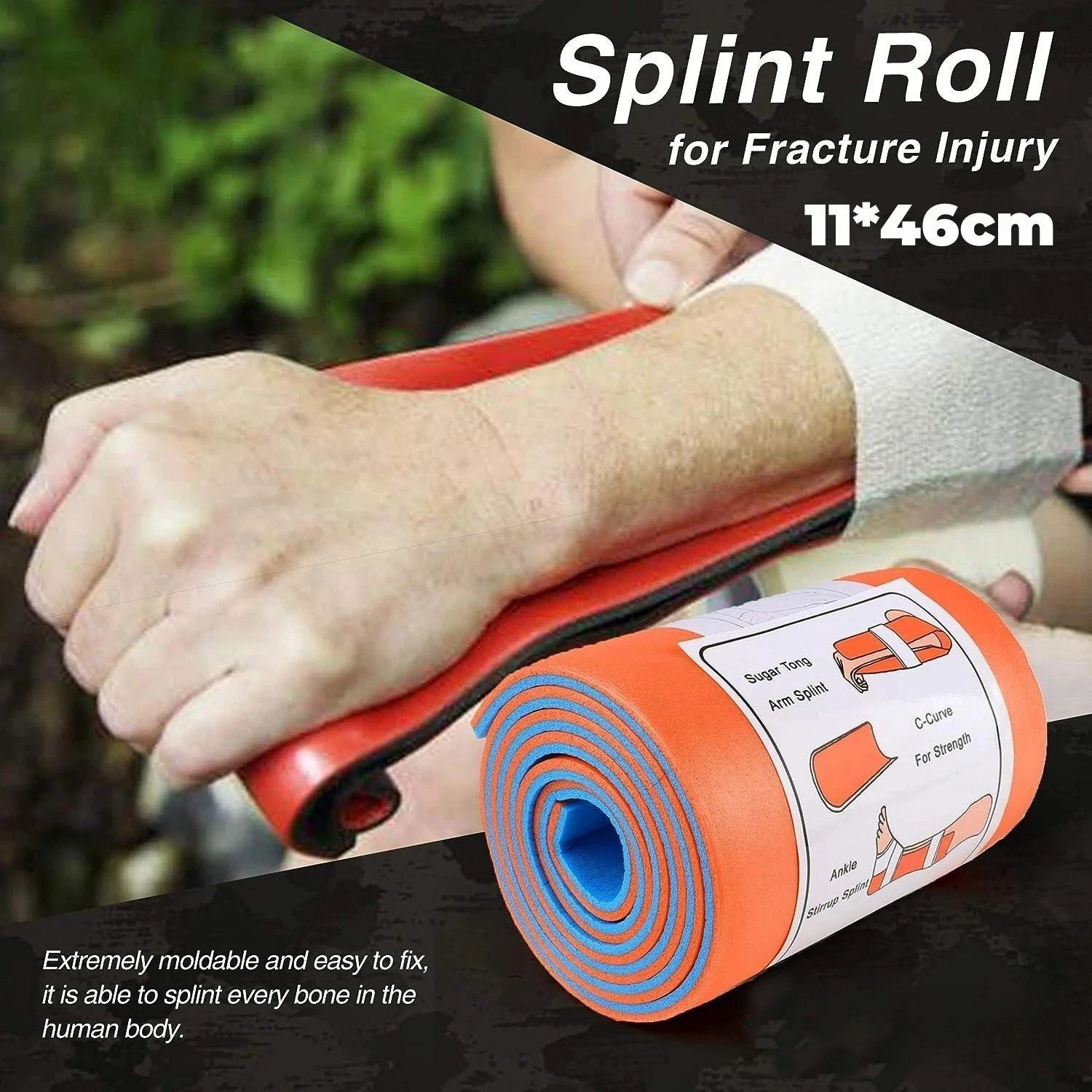 Orange Roll Splint – EMS EMT Lightweight Flexible Mold Splint 11×46 Roll- Orange