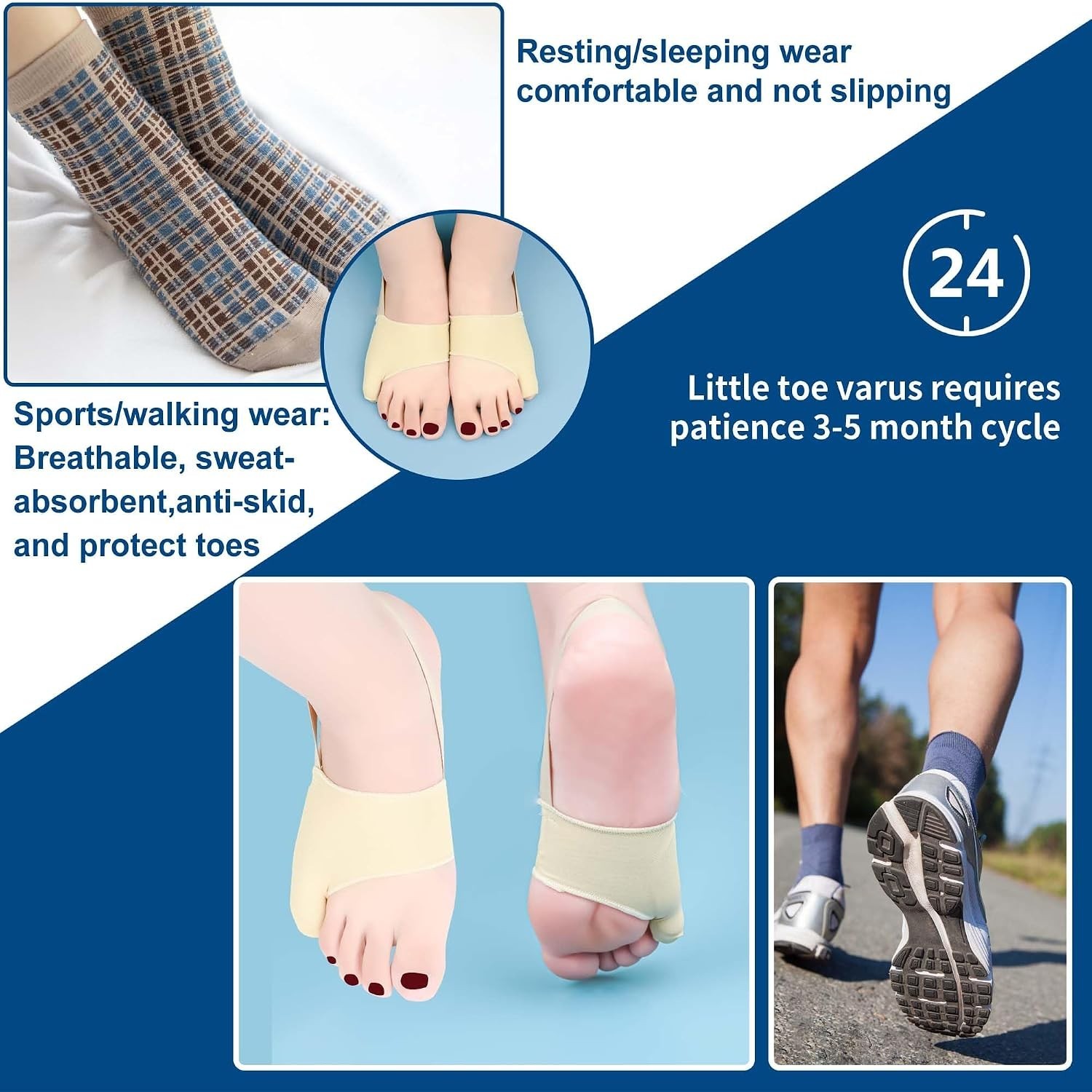 1PAIR Bunion Sock (Beige-XL) Bunionette Sleeves with Built-in Silicon Gel Pads