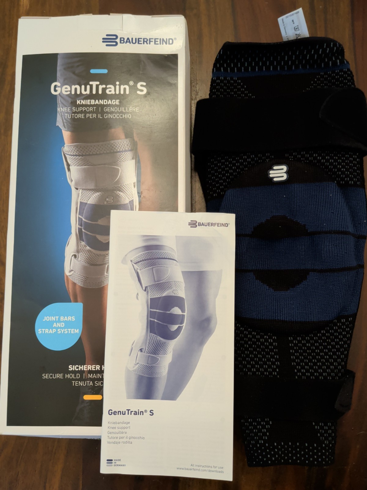 Bauerfeind GenuTrain S Hinged Knee Brace LEFT – Size 5 Black, Genuine – EUC