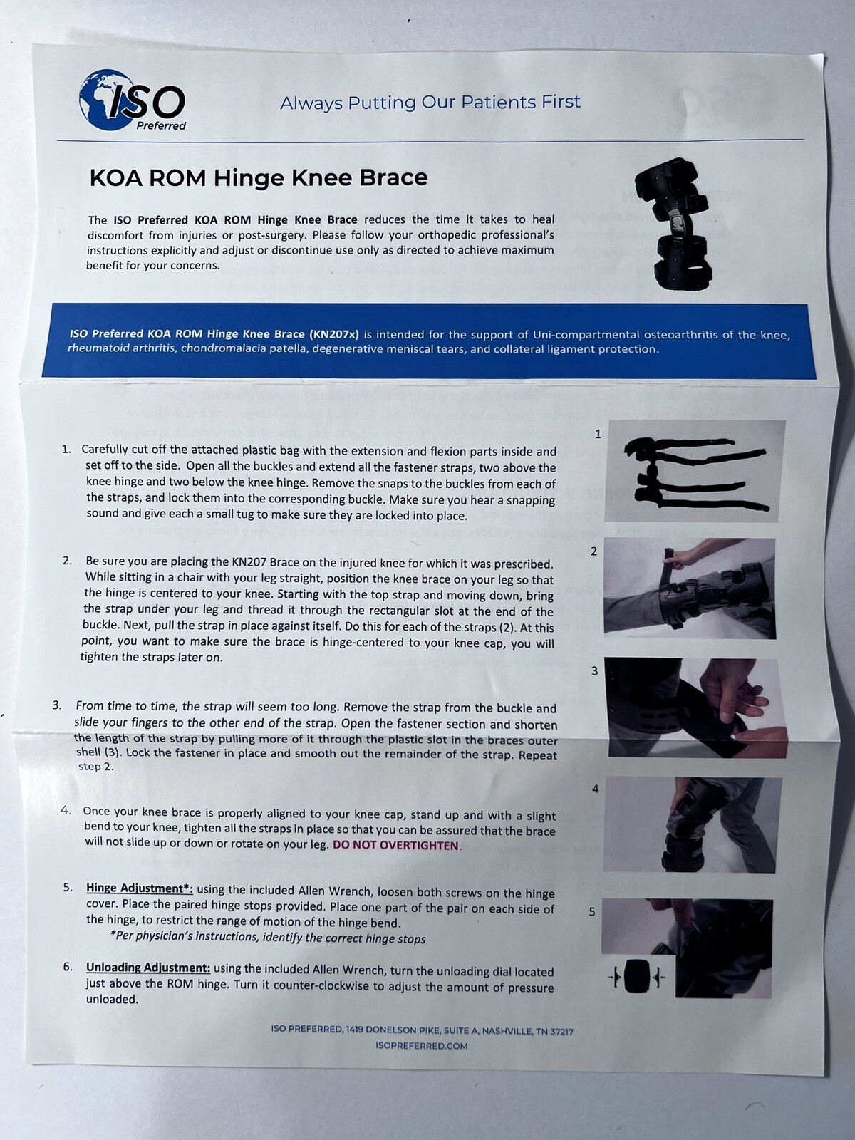 NEW ISO Preferred ROM Hinge Knee Brace KN207SL RIGHT Arthritis, Meniscus Tears