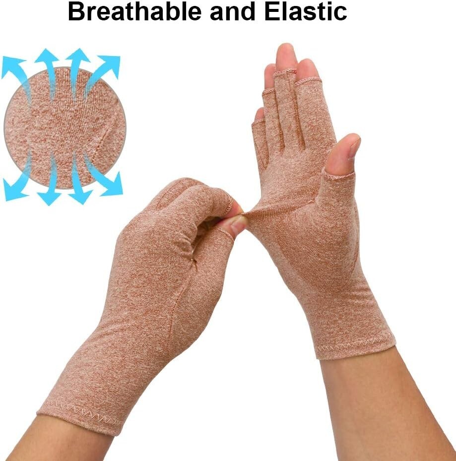 Arthritis Compression Gloves – Gentle Relief, Open Finger Design – 2 Pair Medium