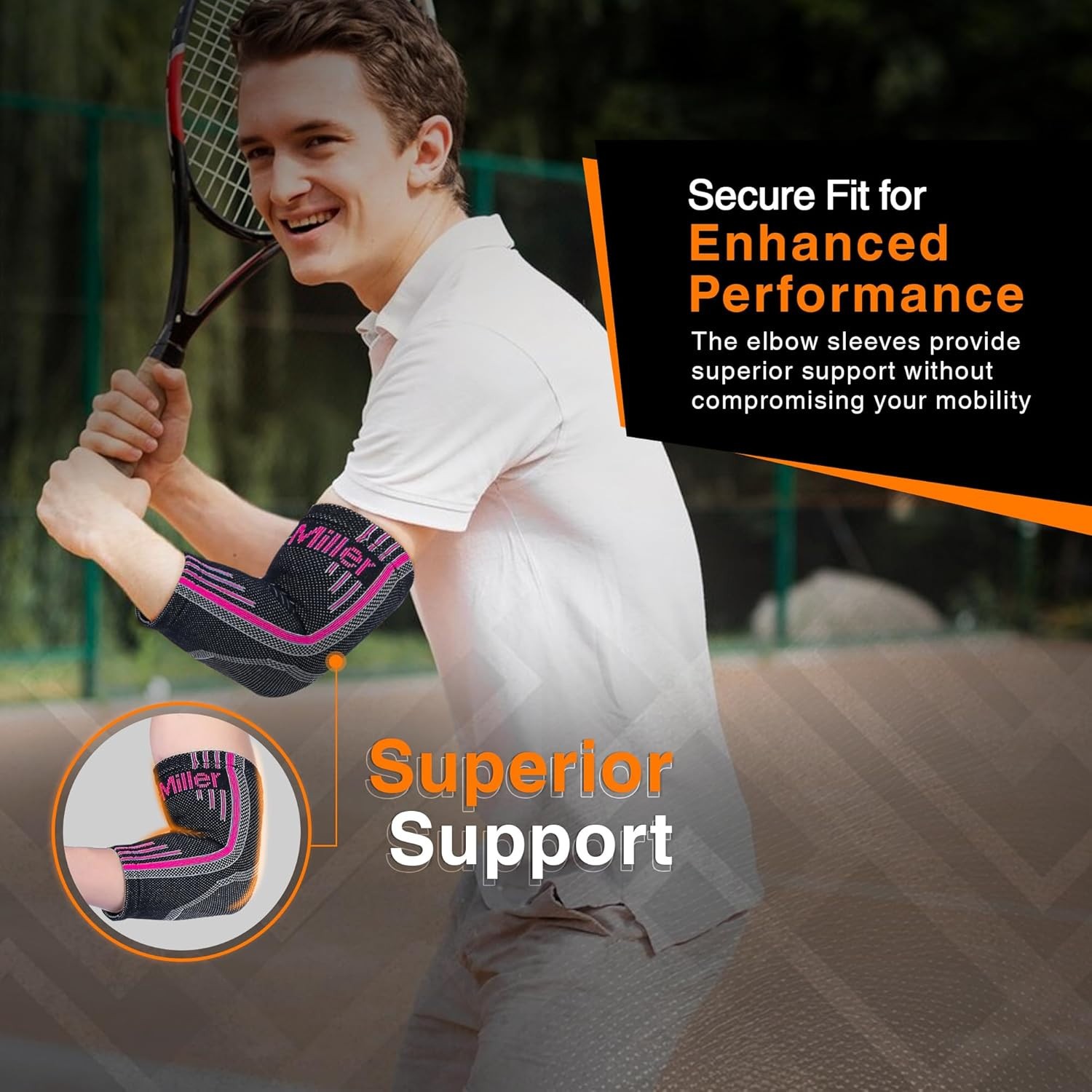 Doc Miller Elbow Compression Brace Sleeve Arm & Elbow Support Pain Relief, Pink