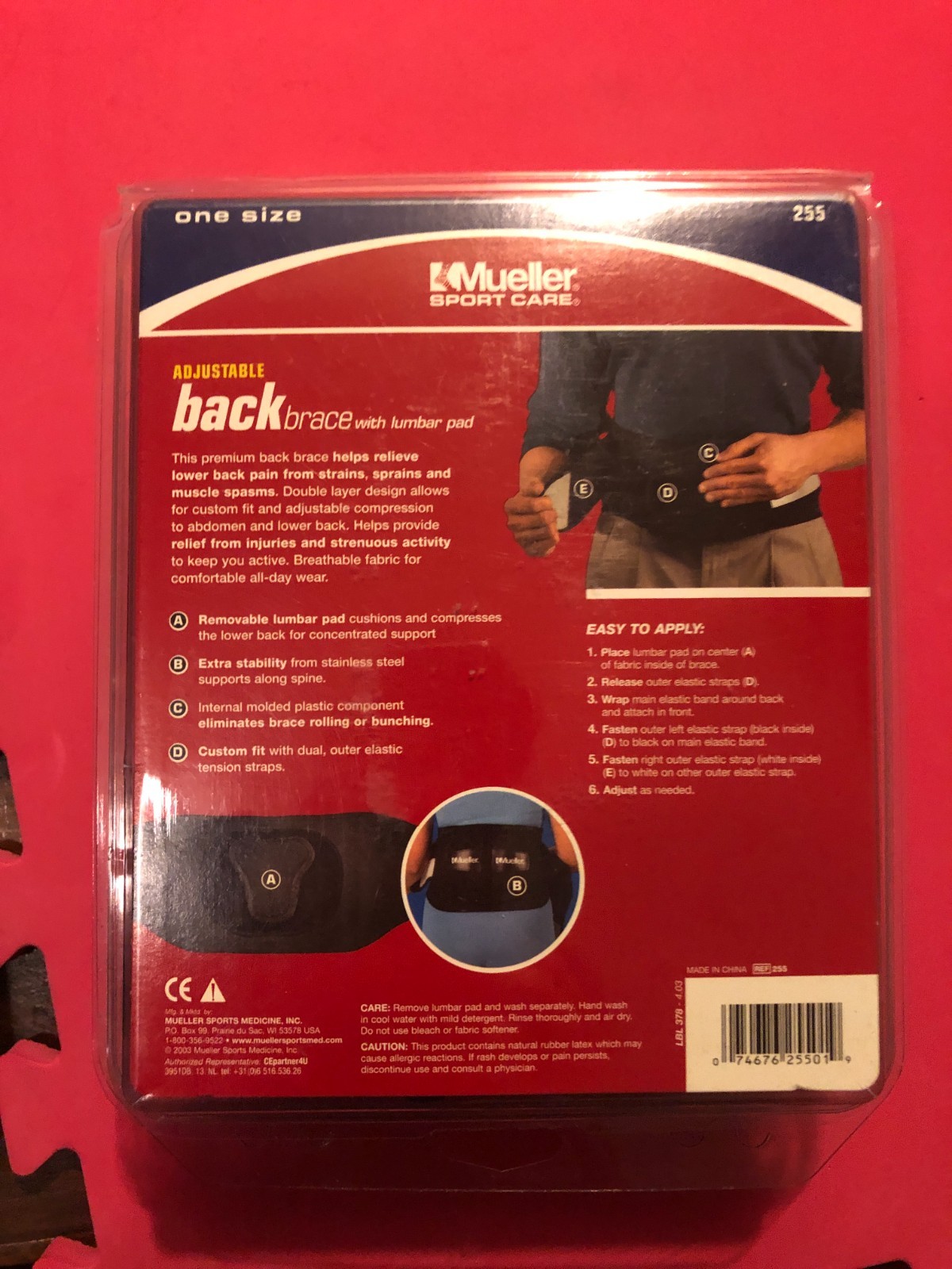 Mueller Sport Care Adjustable Back Brace with Lumbar Pad
