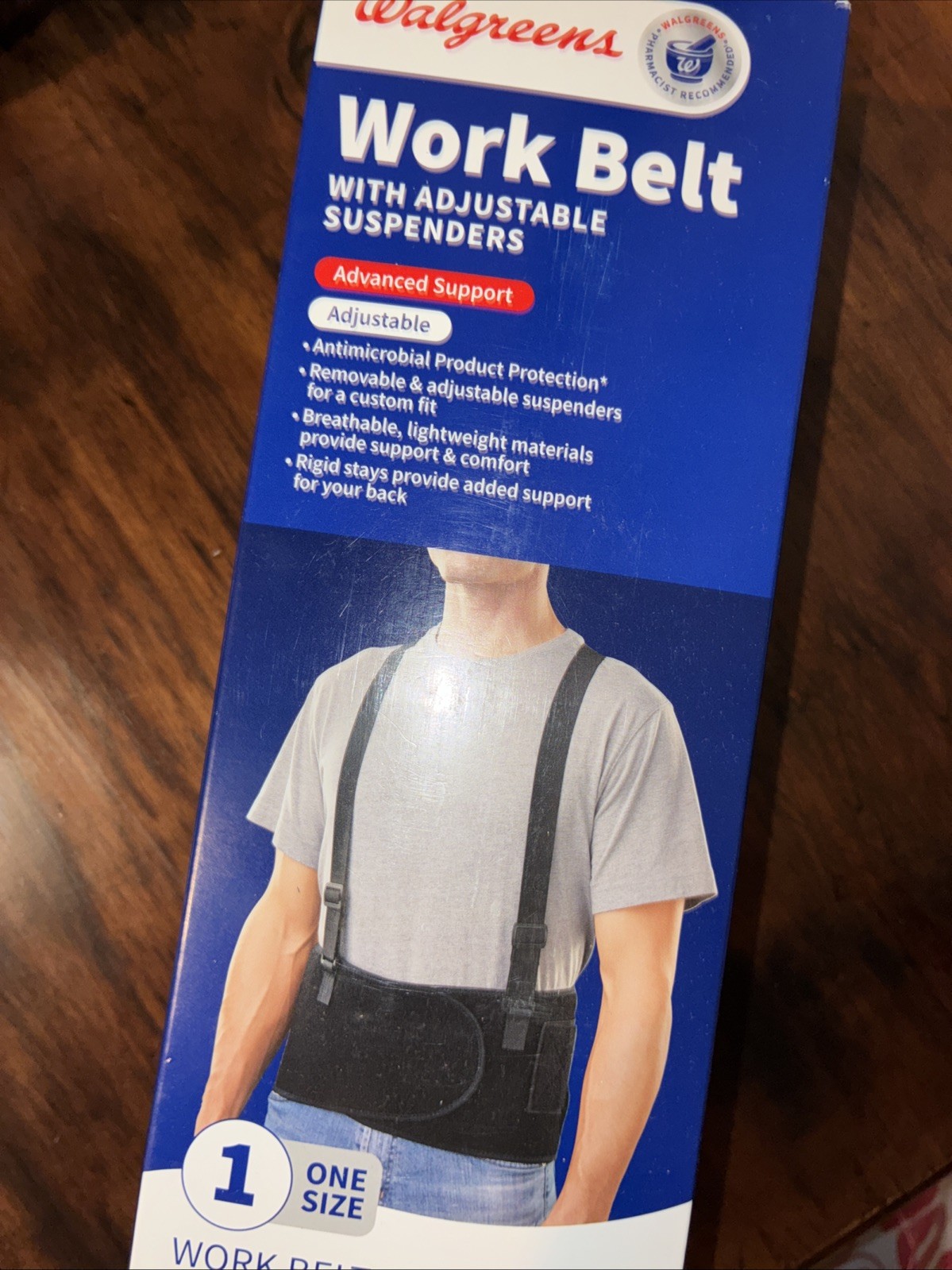Walgreens Back Work Belt w/Adjustable Suspenders Advanced Support 1 Size