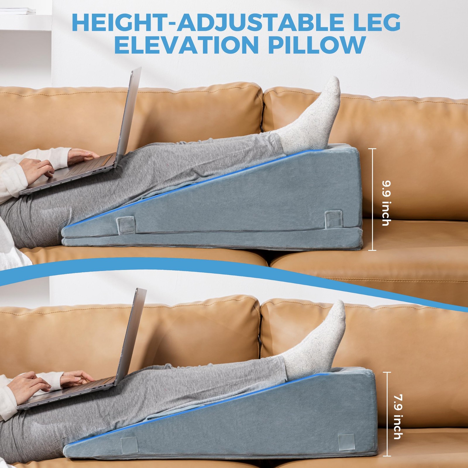 Ganondorf Leg Elevation Pillow, Premium Foam Singe with Pad, Gray