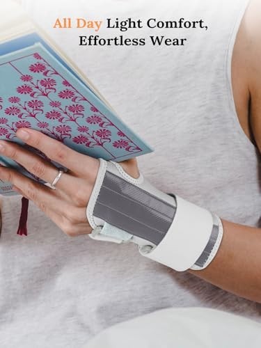 Carpal Tunnel Wrist Brace for Right Hand, Night Support, Adjustable Straps & Spl