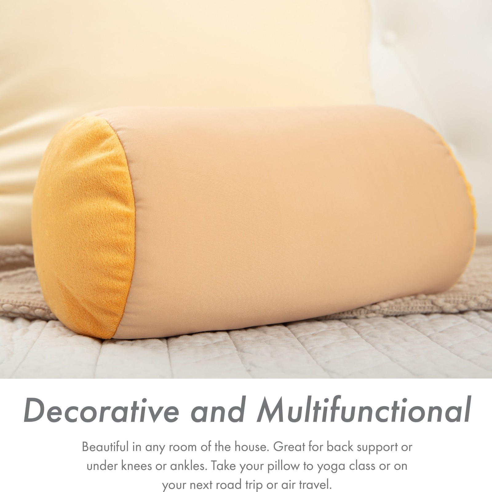 Microbead Bolster Neck Roll Pillow, Gently On Body, Head, Neck & Shoulders