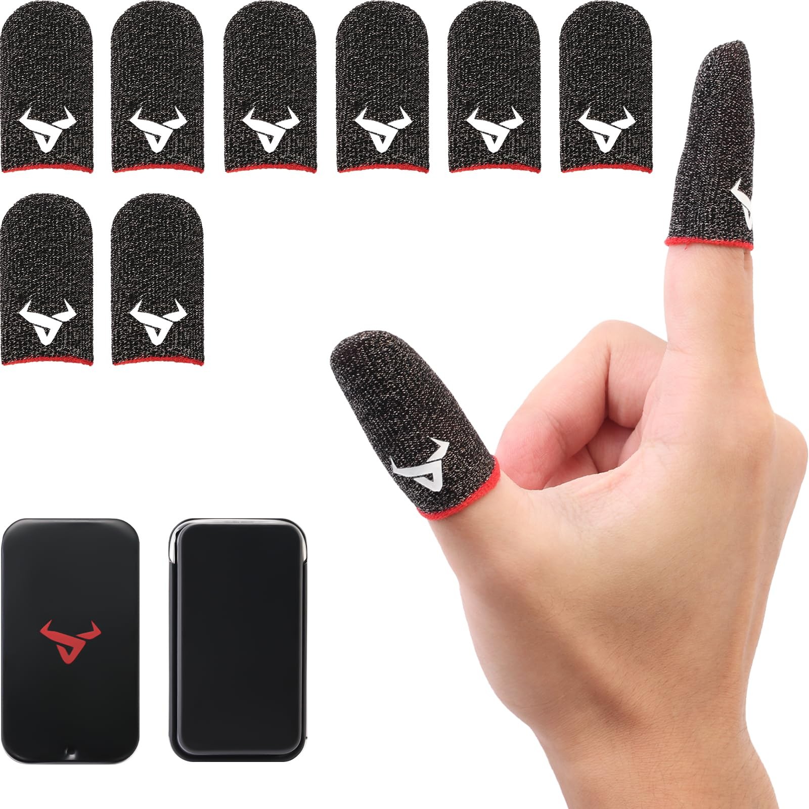8 Pack Finger Sleeves for Gaming,Thumb Mobile Silver fiber(8 PCS)