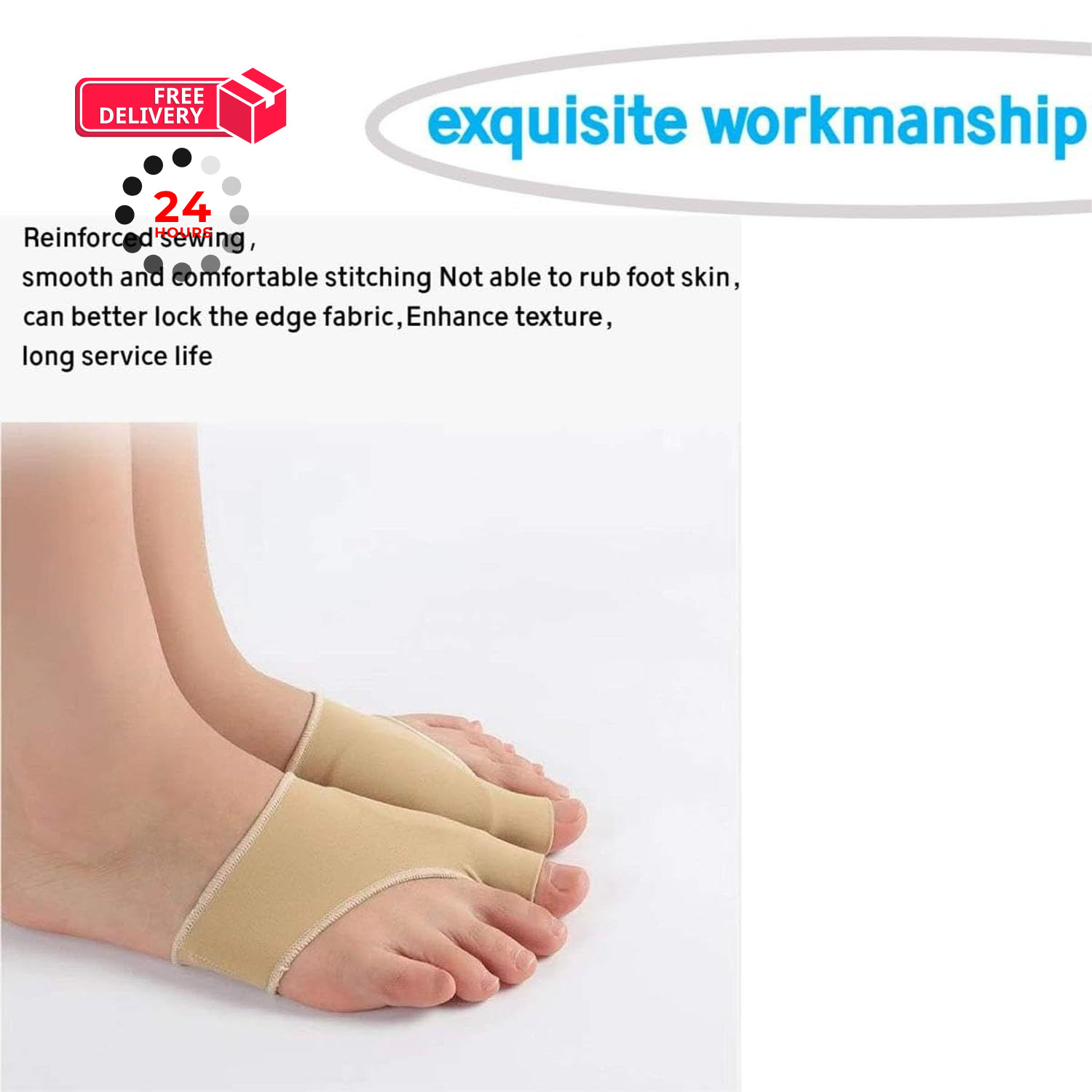 VBQFDPH Gel Bunion Corrector Sleeves, 2 Pairs Universal, Beige