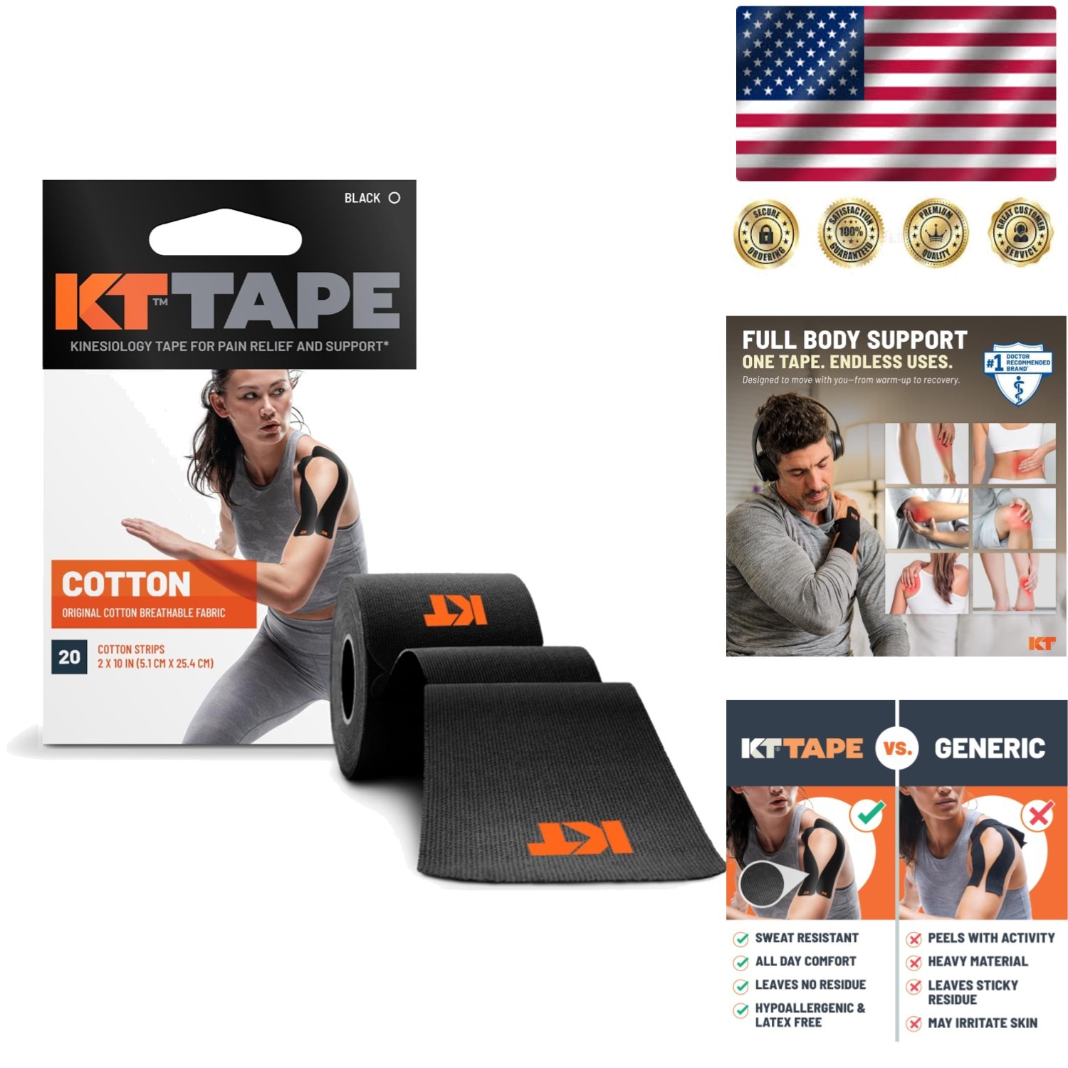 Cotton Kinesiology Tape – 20 Durable Strips for Everyday Muscle Support