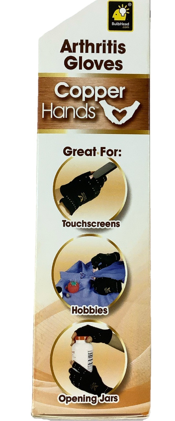 Copper Hands Arthritis Compression Gloves S/M Fingerless Unisex New 1 Pair