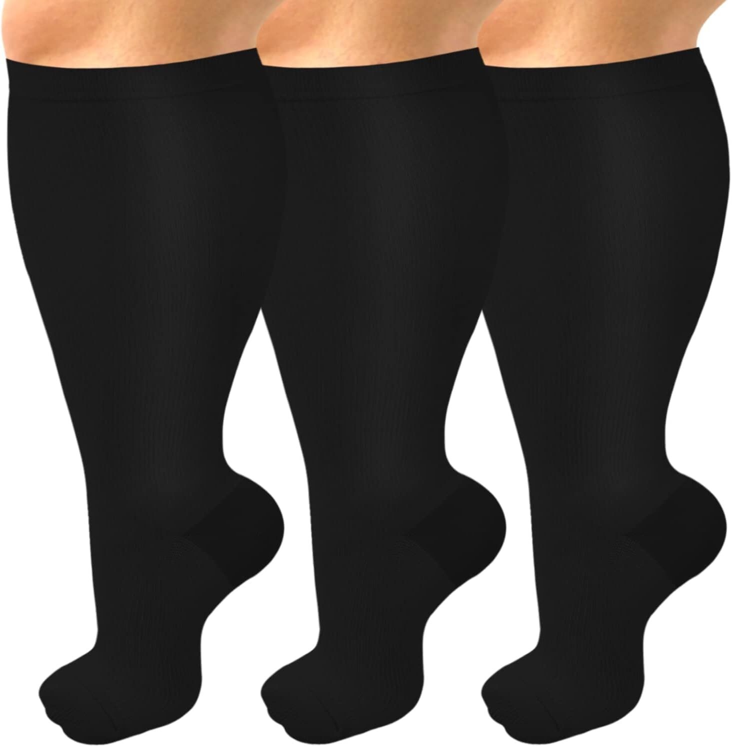 Compression Socks Wide Calf for Swelling Pain Edema Recovery Nursing, 4X-Large