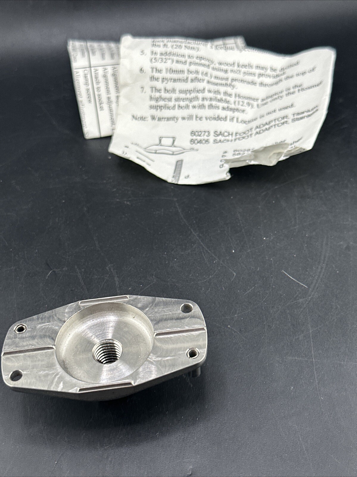 Prosthetic component part, Titanium Hosmer Sach Foot Adapter W/out Bolt. New