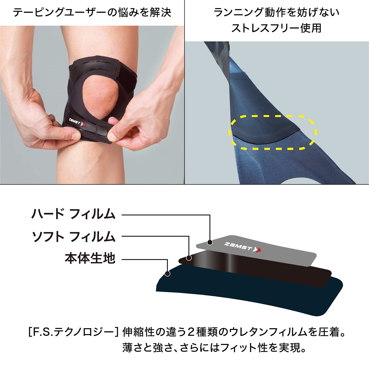 Knee support for running, thin, for both feet/no padding/Knee Support S