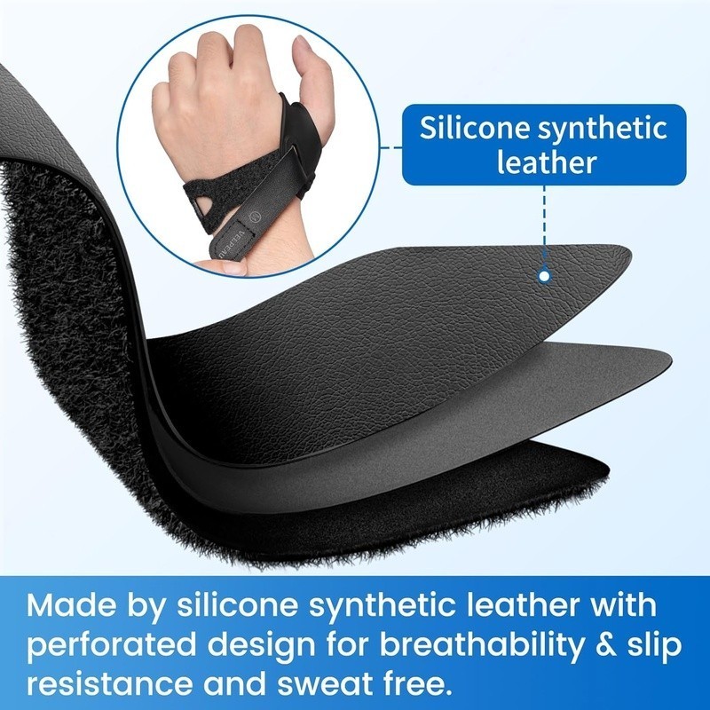 Thumb Brace CMC Joint Pain Relief Silicone Leather Wrist Strap Arthritis Support