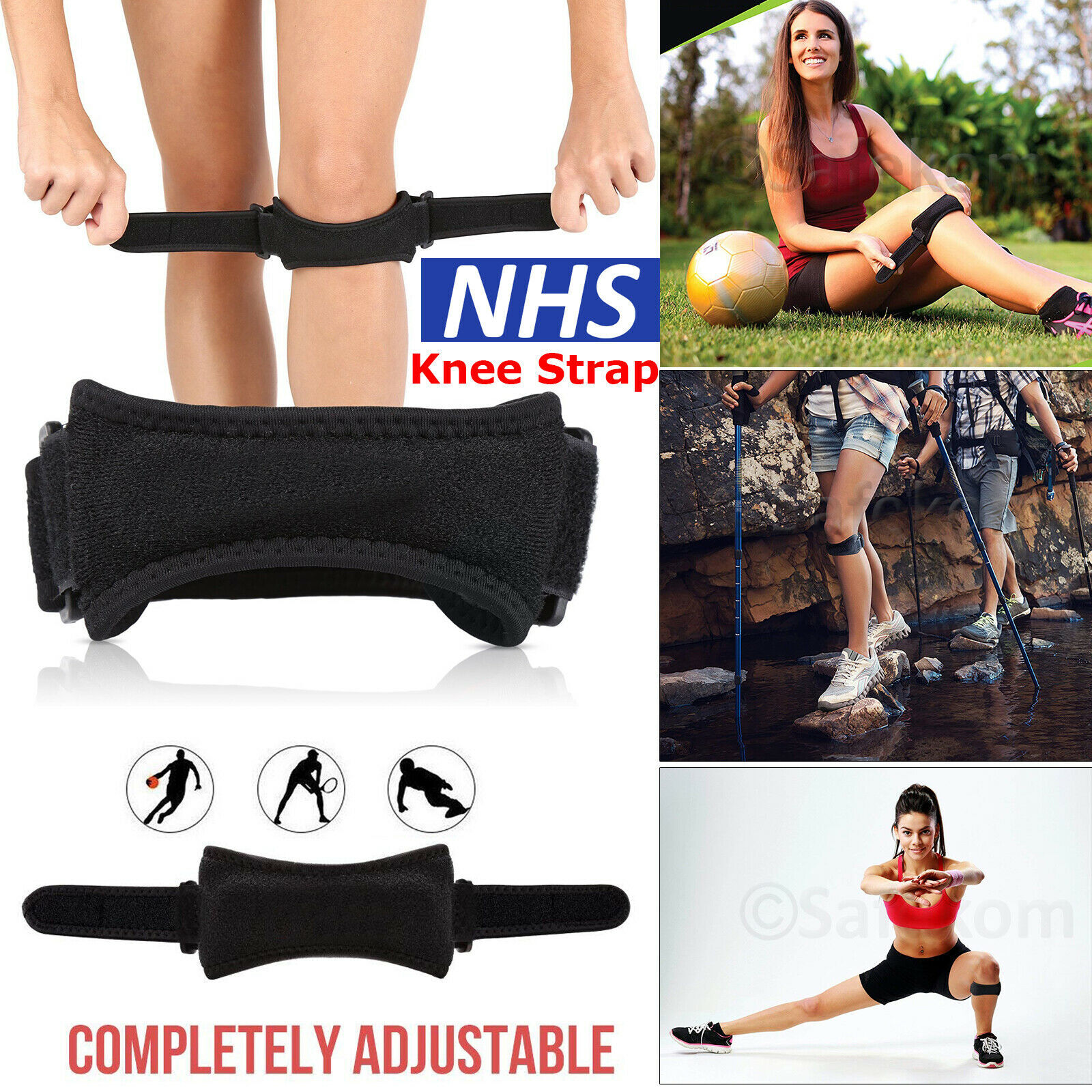Knee Pain Relief & Patella Stabilizer Knee Strap Brace Support Running Arthritis