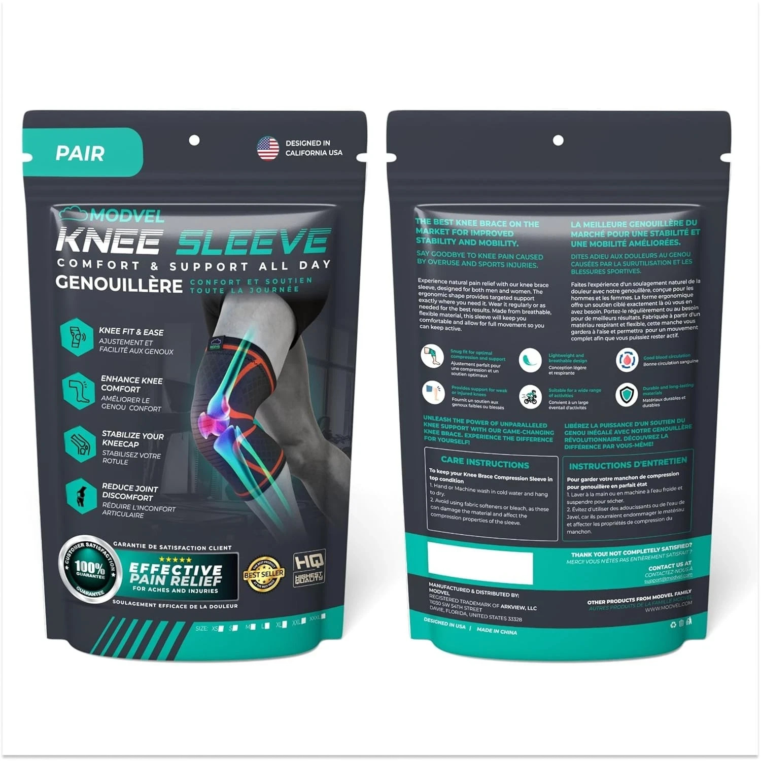 Compression Knee Brace for Women & Men – 2 Pack Knee Brace for Women Running Kne