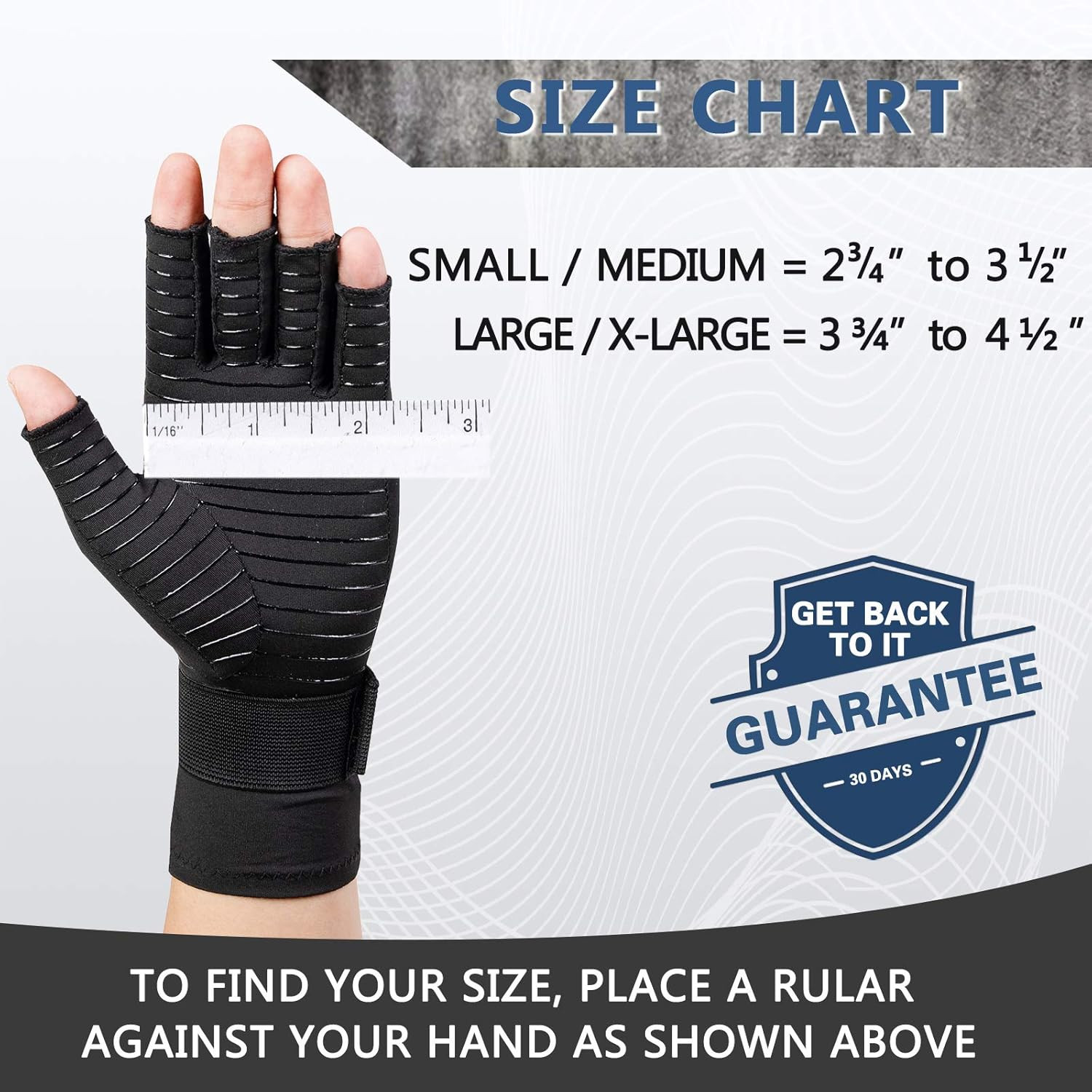 Guantes cobre artritis compresion sin dedos alivio dolor muneca articulacion