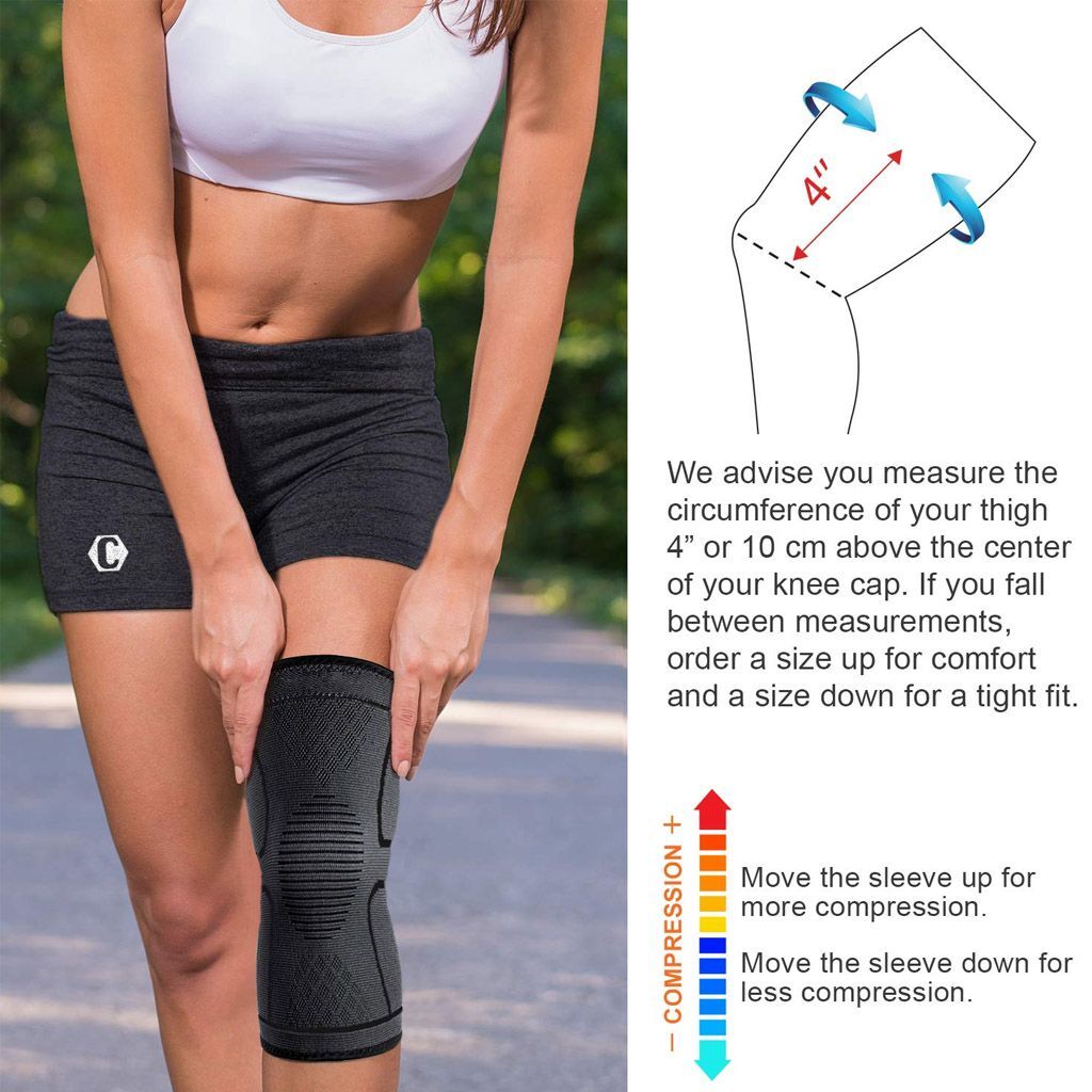2 Knee Compression Brace Sleeve Support Sport Joint Injury Pain Relief Arthritis