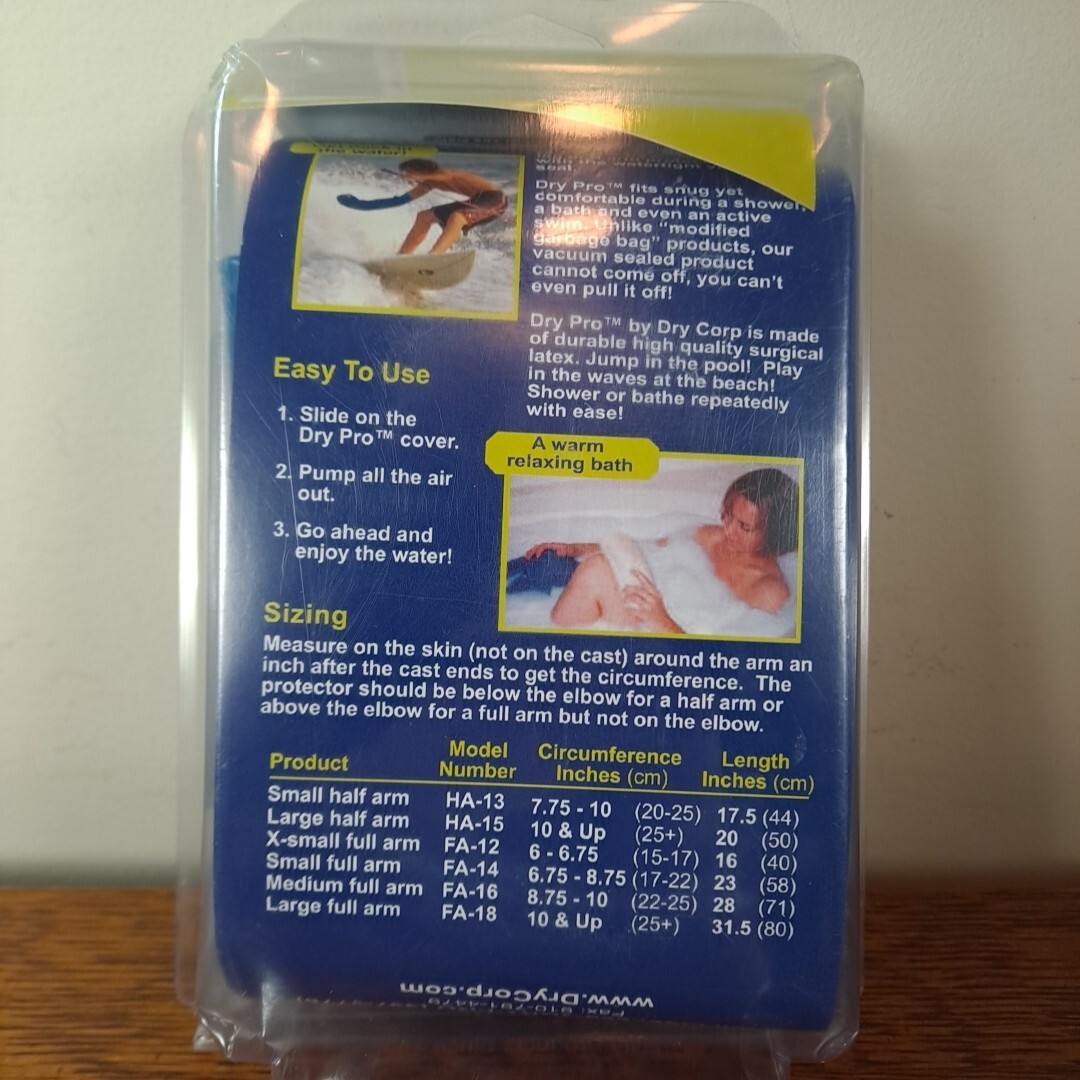 DRY PRO Waterproof Cast Protector Cover HA 15 Large Half Arm DRYPRO New Sealed