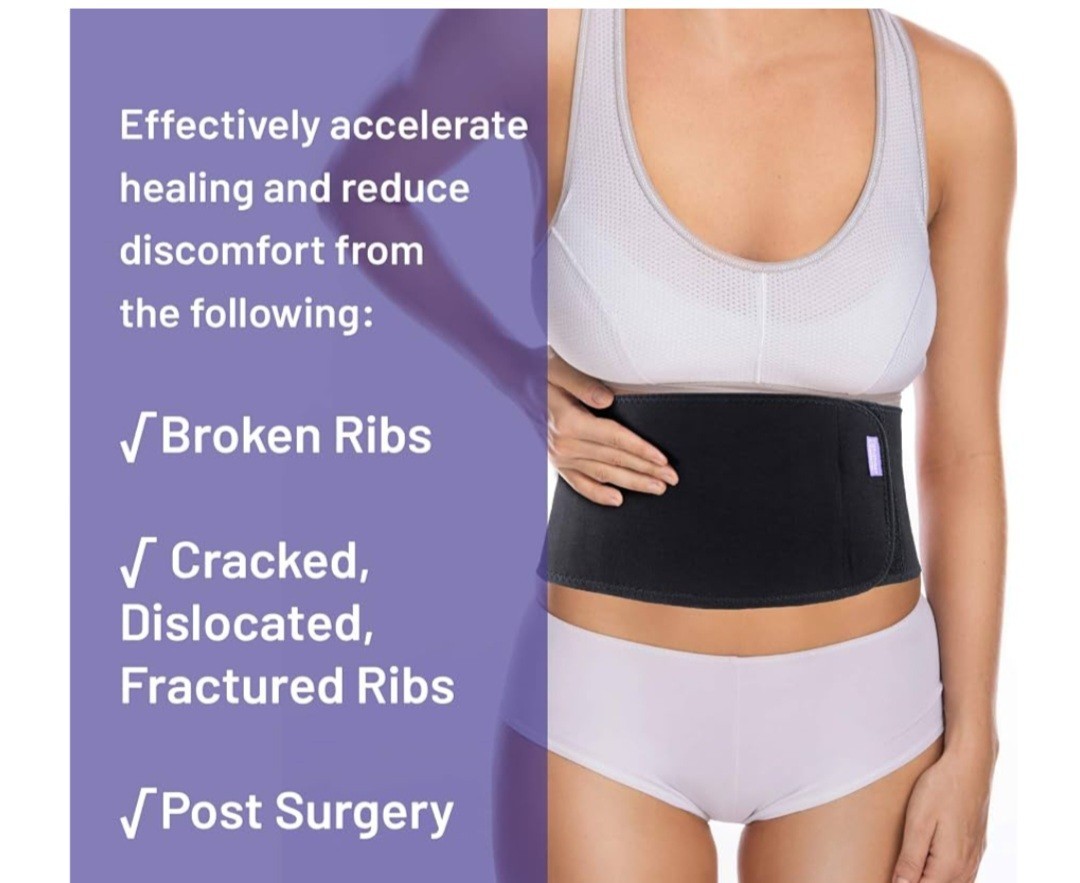 Everyday Medical Adjustable Rib Support Belt, Compression, Black, 6 in