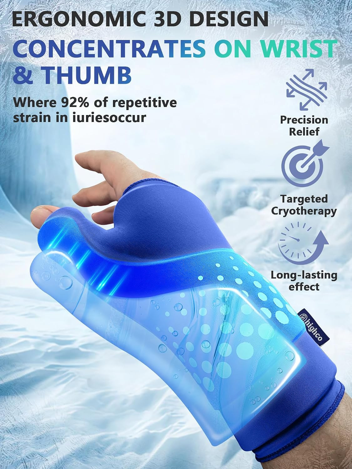 Wrist &Thumb Ice Pack Wrap -Cold&Hot Therapy Thickened Ice Gel- Hand Ice Pack